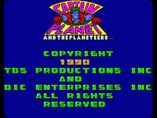 Captain Planet and the Planeteers title screen for Amiga